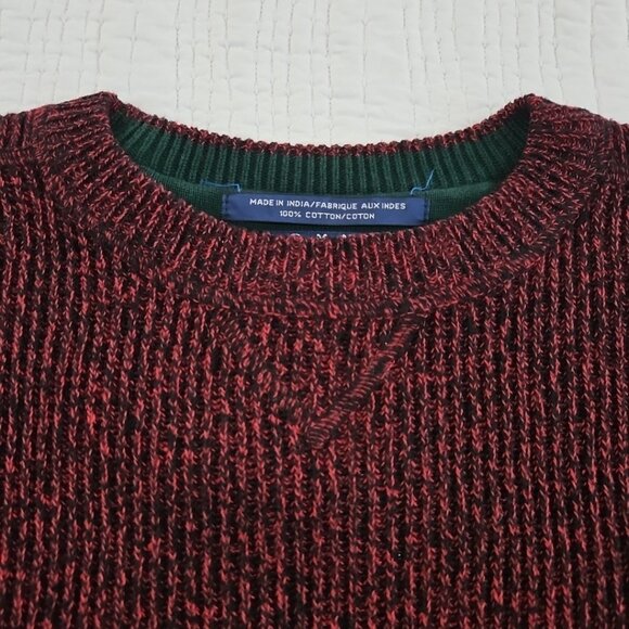 Vintage 90’s Tommy Hilfiger Sweater Men's M Red Black Chunky Knit EUC LS LN - Picture 5 of 14